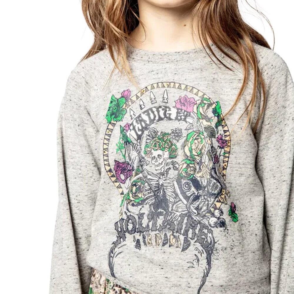 Zadig & Voltaire Fame Kids Sweatshirt Heather/Skeleton